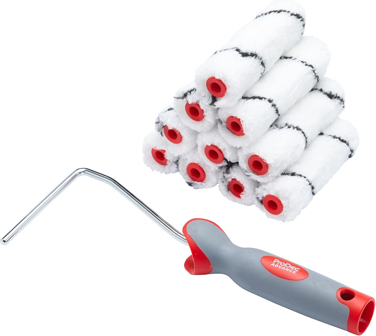 ProDec Advance 11 Piece 4 inch Medium Pile Microfibre Mini Paint Rollers with Frame for a Smooth Finish