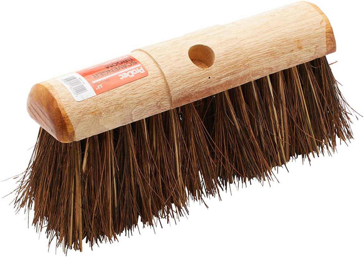 ProDec 13" Natural Palmyra Fibre Stiff Scavenger Broom Head for Heavy Duty Outdoor Sweeping