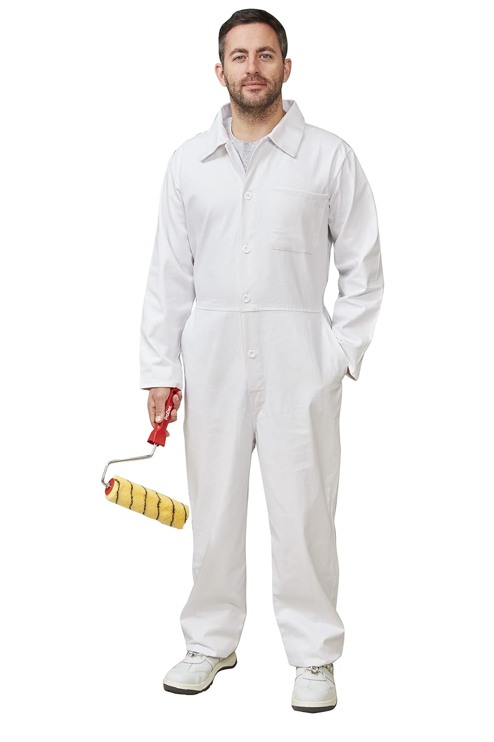 Fit For The Job 100% Cotton Drill Multi Pocket White Boiler Suit Coverall, Decorators Protective Overall Dungarees