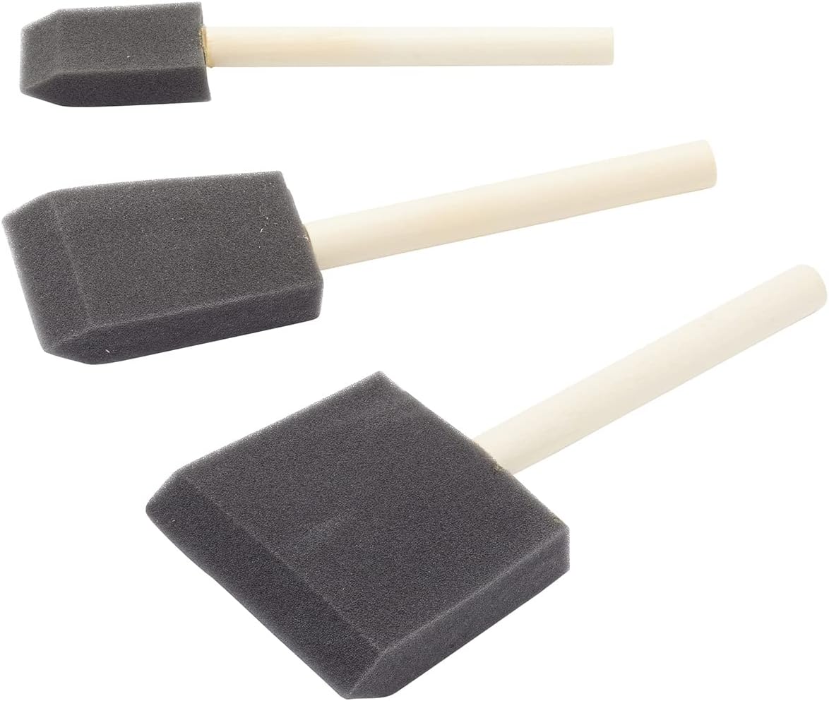 Fit For The Job 3 Piece Foam Paint Brush Set, Foam Brushes for Painting, Arts & Crafts Applying Glue
