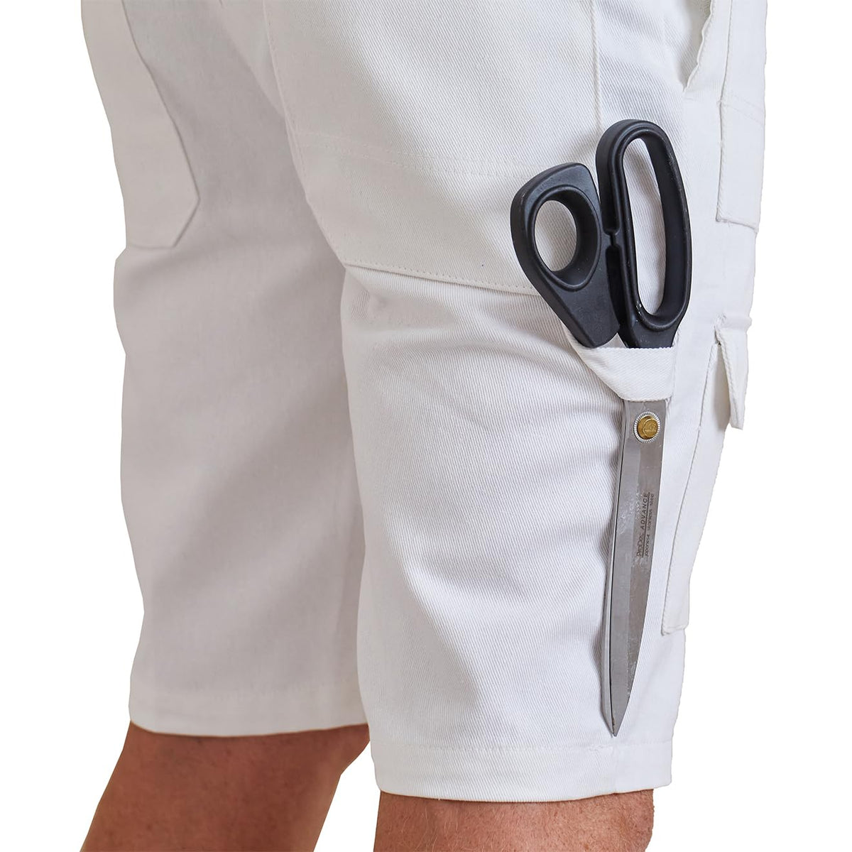 ProDec Painter&#39;s Shorts for Men &amp; Women, 100% Cotton Drill White Work Utility &amp; Safety