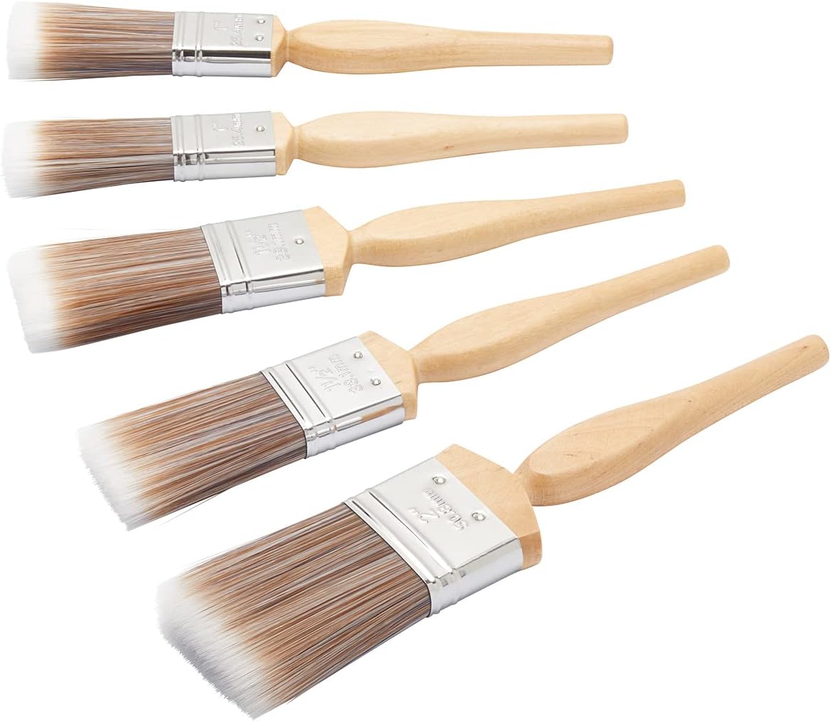 Fit For The Job 5 piece Diamond DIY Paint Brush Set For A Smooth Finish with Emulsion, Gloss and Satin