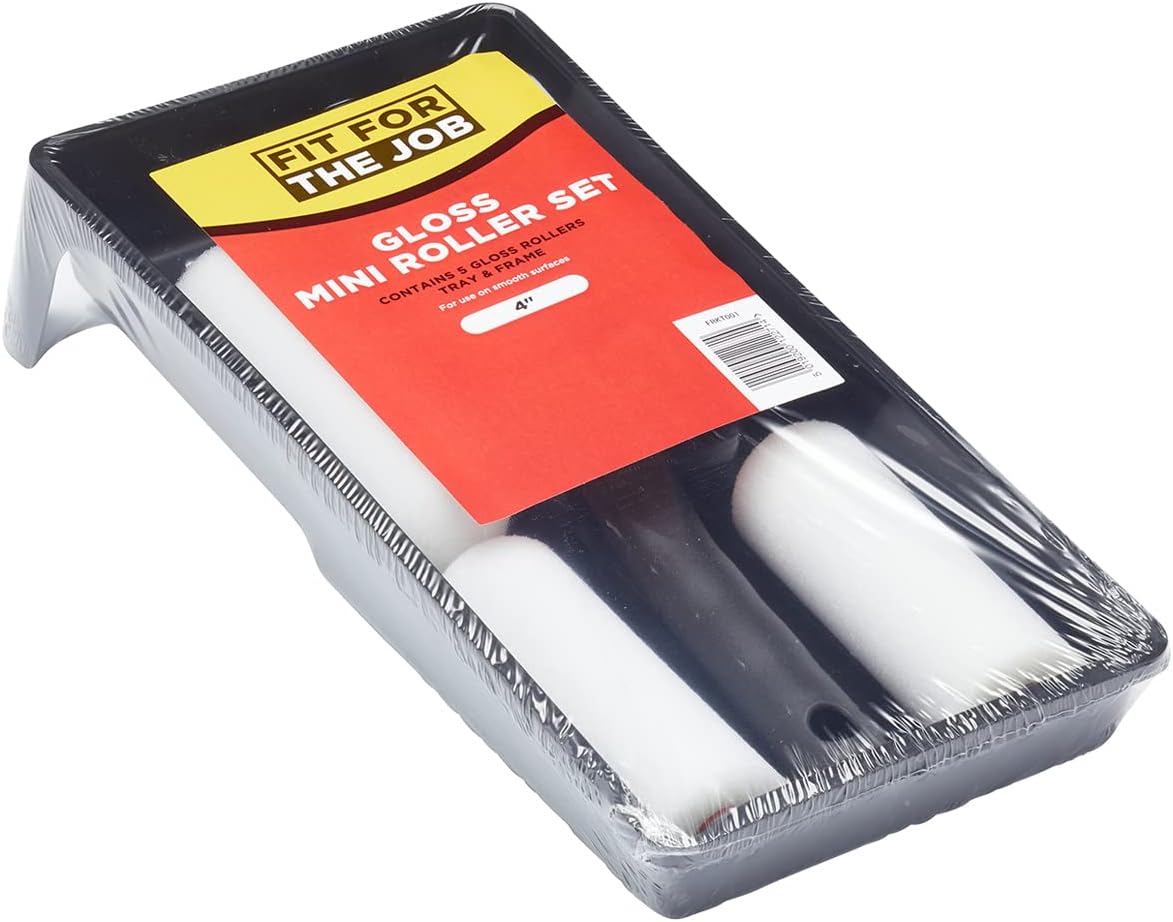 Fit For The Job 7 pc Foam Mini Paint Roller Set for Painting with Gloss &amp; Satin, Wood &amp; Metal