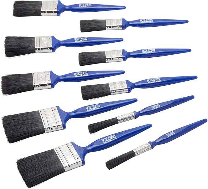 Fit For The Job No Bristle Loss 10 Piece DIY Paint Brush Set For A Smooth Finish