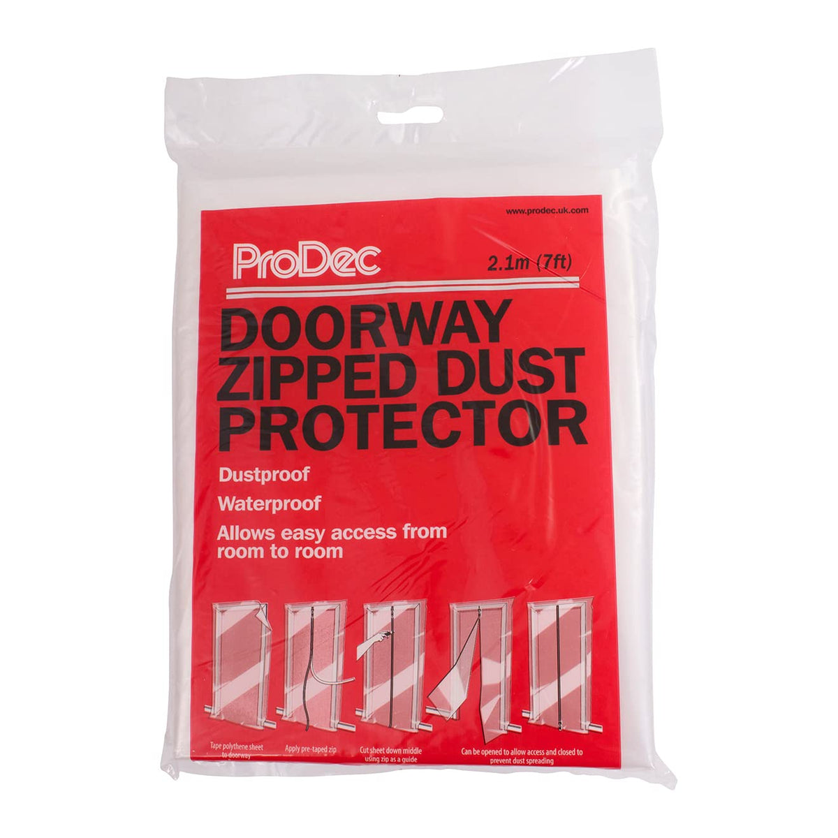 ProDec Zipped Doorway Dust Protector Heavy Duty Transparent Polythene Sheet For Preventing Dust Transfer