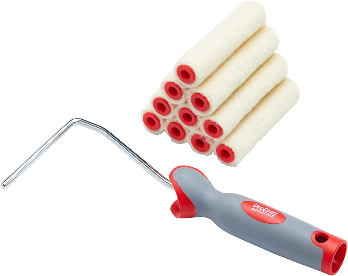 ProDec 11 piece 4 inch Gloss Pile Mohair Mini Paint Rollers and Frame for a Smooth Finish