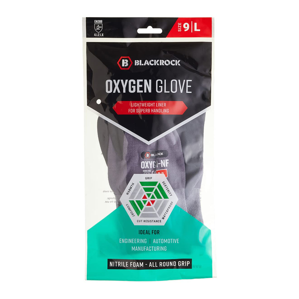 Blackrock Oxygen Safety Work Grip Gloves, Nitrile Engineering Gripper Gloves for Work, Optimal Oil Handling