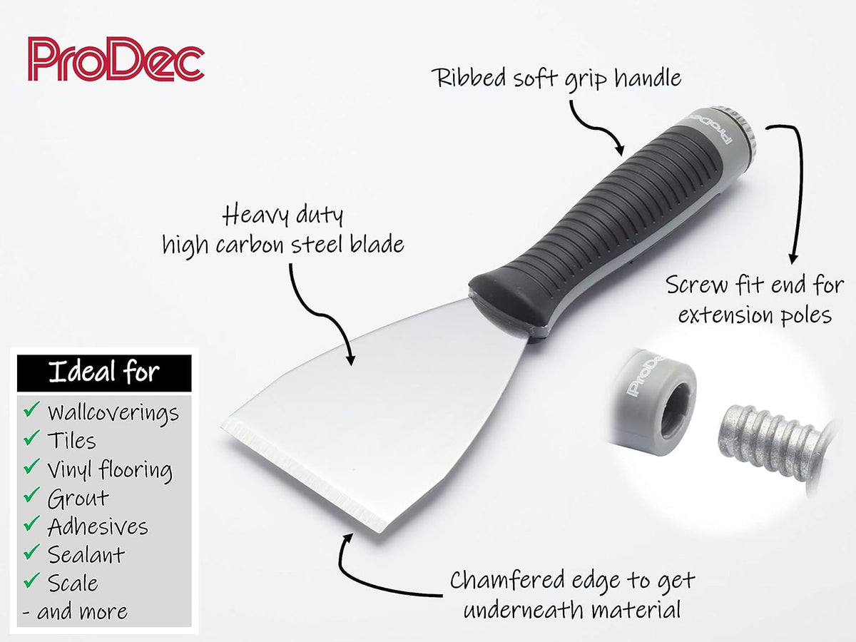 ProDec 3" Heavy Duty Straight Pole Scraper with Extension Pole Fitting