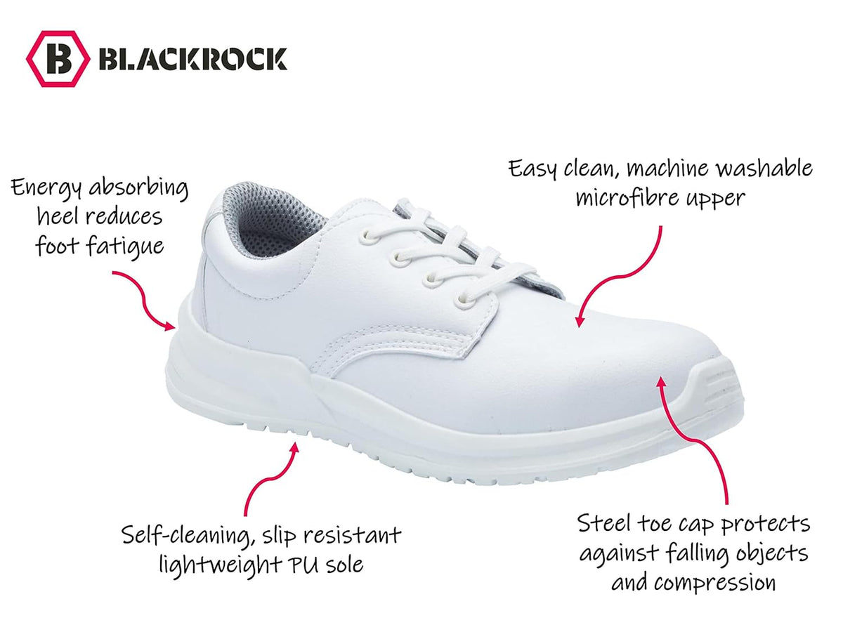 Blackrock Lace-Up Safety Shoes for Men and Women, Steel Toe Cap, Chef, Nursing, Orthopedic, Non-Slip Work Shoes