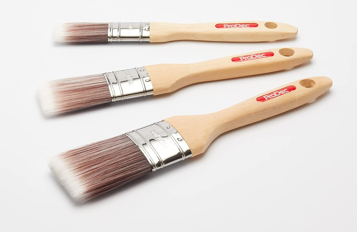 ProDec 3 piece Premier Oval Trade Professional Synthetic Brush Set Ideal for Painting Skirting Board, Architrave