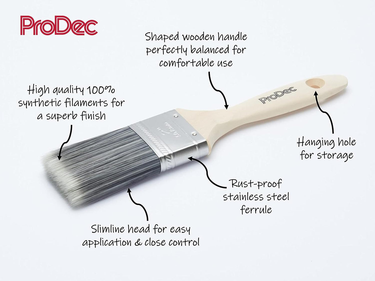 ProDec Decorator's Dozen 12 Piece Synthetic Paint Brush Set for a Smooth Finish Painting with Emulsion, Gloss, Satin