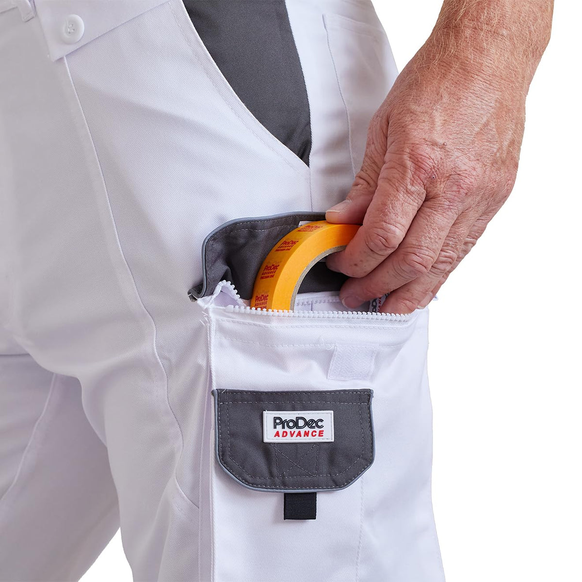 ProDec Advance Painter's Shorts for Men &amp; Women, Stain-Resistant White Work Utility &amp; Safety Shorts, Decorators