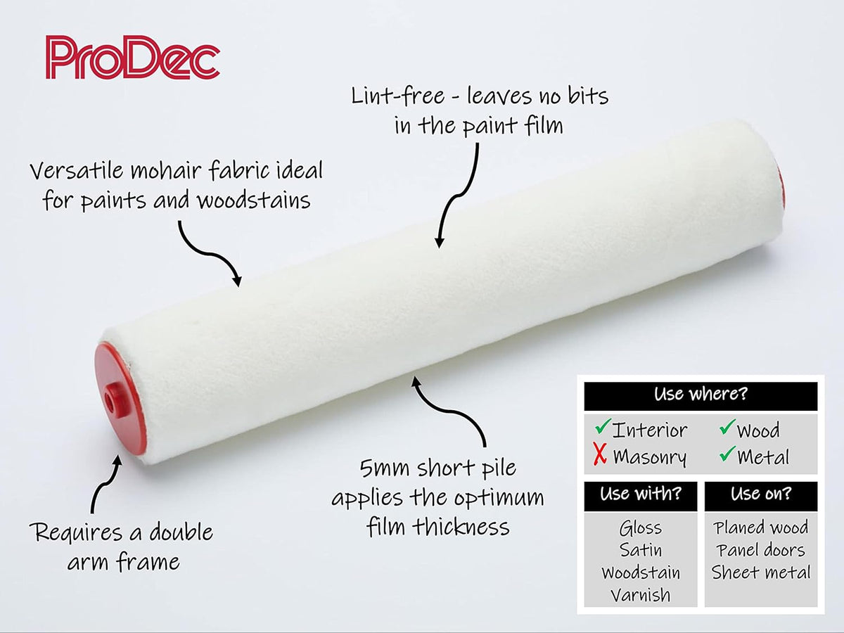 ProDec 12 inch x 1.75" Gloss Pile Mohair Paint Roller for an Ultra-Smooth Finish and Fast Coverage Painting with Gloss
