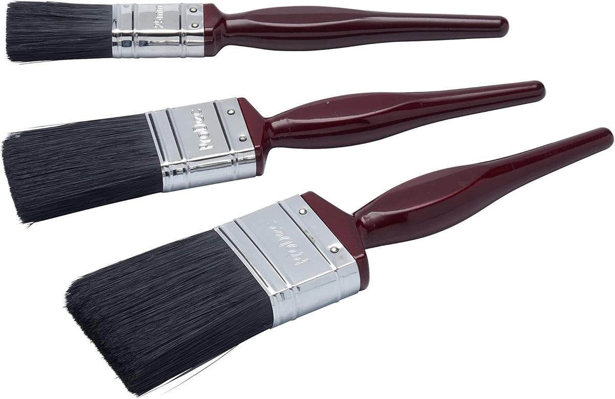 ProDec Contractor 3 piece All Purpose Mixed Bristle Paint Brush Set for a Smooth Finish Painting with Emulsion, Gloss