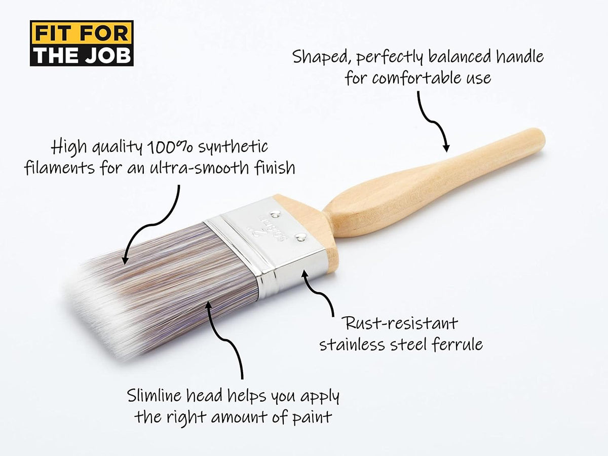 Fit For The Job 5 piece Diamond DIY Paint Brush Set For A Smooth Finish with Emulsion, Gloss and Satin