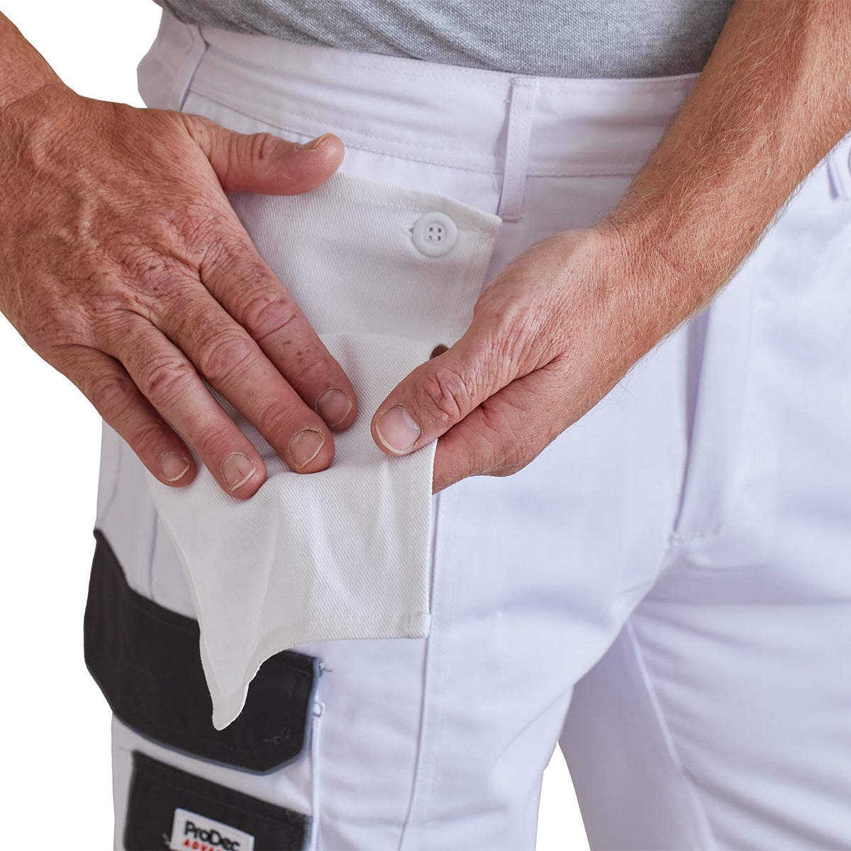 ProDec Advance Painter's Shorts for Men &amp; Women, Stain-Resistant White Work Utility &amp; Safety Shorts, Decorators