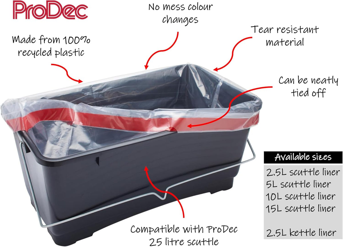 ProDec 10 pcs 25 litre Recycled Plastic Paint Scuttle Liners for Quick, Mess Free, Water Free Paint Colour Changes
