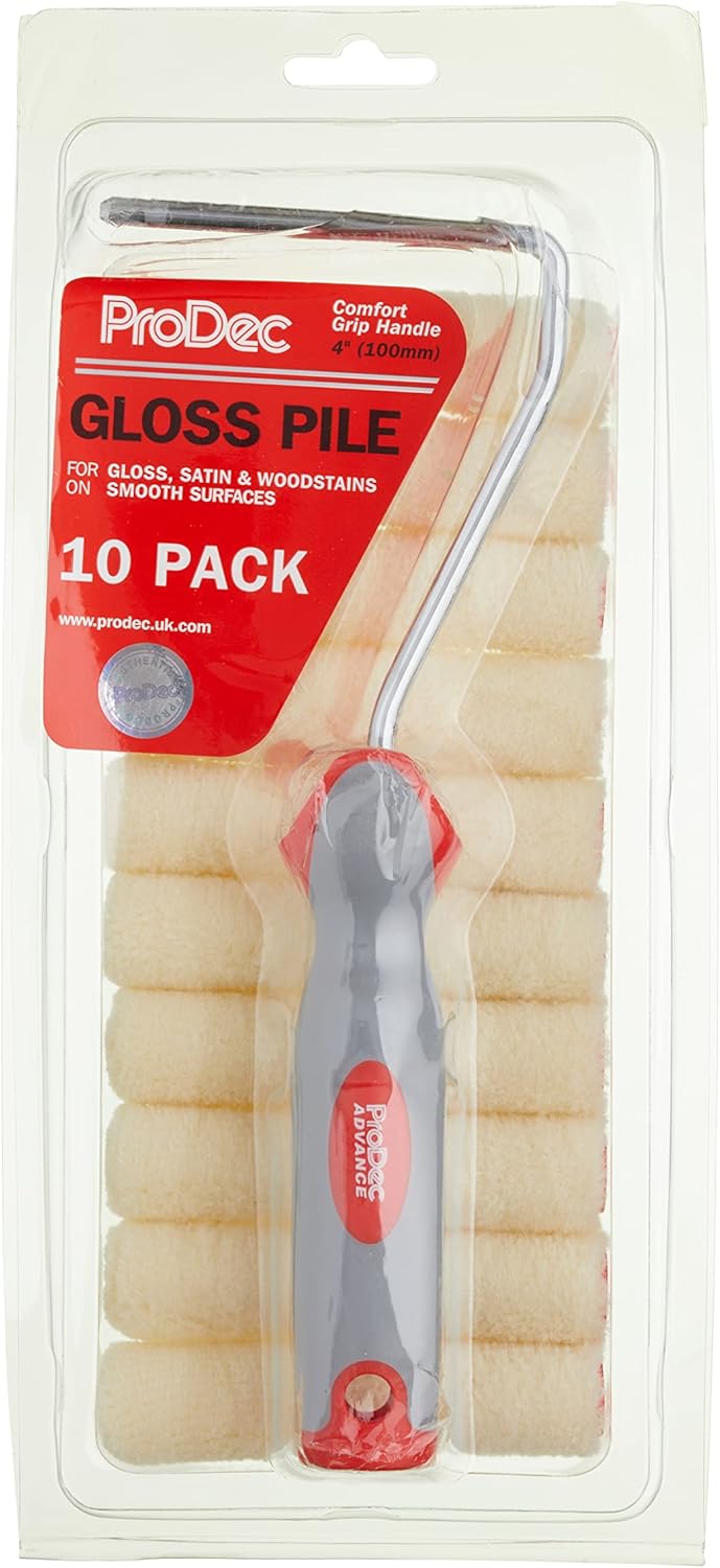 ProDec 11 piece 4 inch Gloss Pile Mohair Mini Paint Rollers and Frame for a Smooth Finish