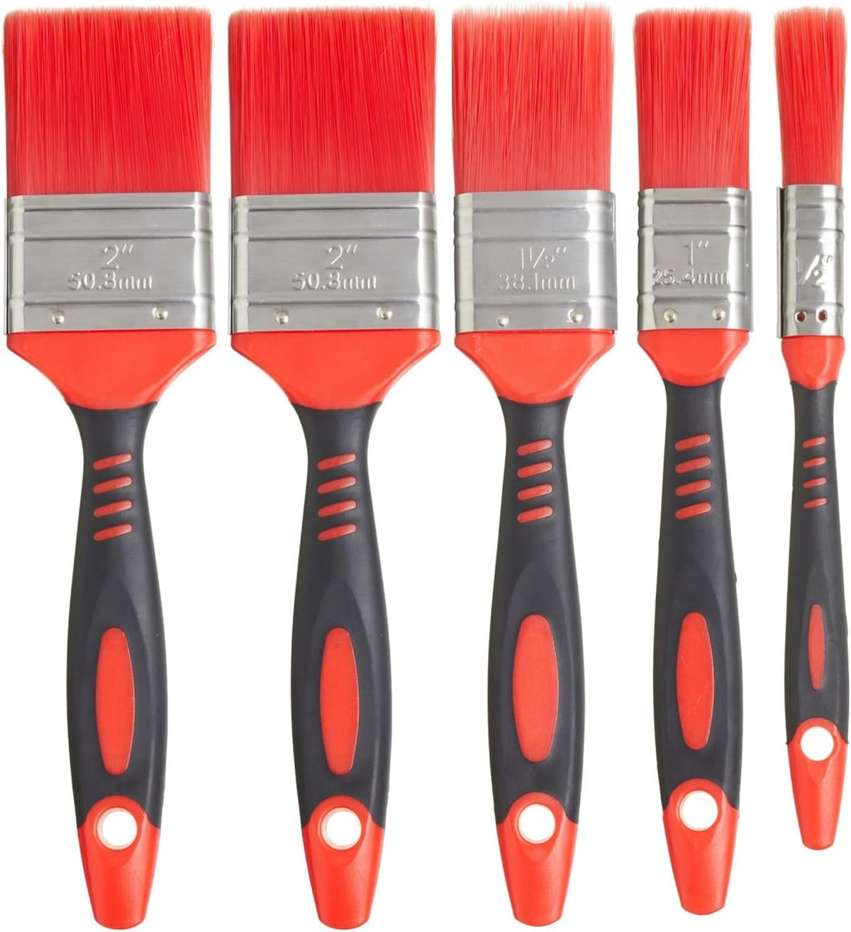 Fit For The Job 5 pc Loss Free Soft Grip Paint Brush Set for a Smooth Finish with No Bristle Loss