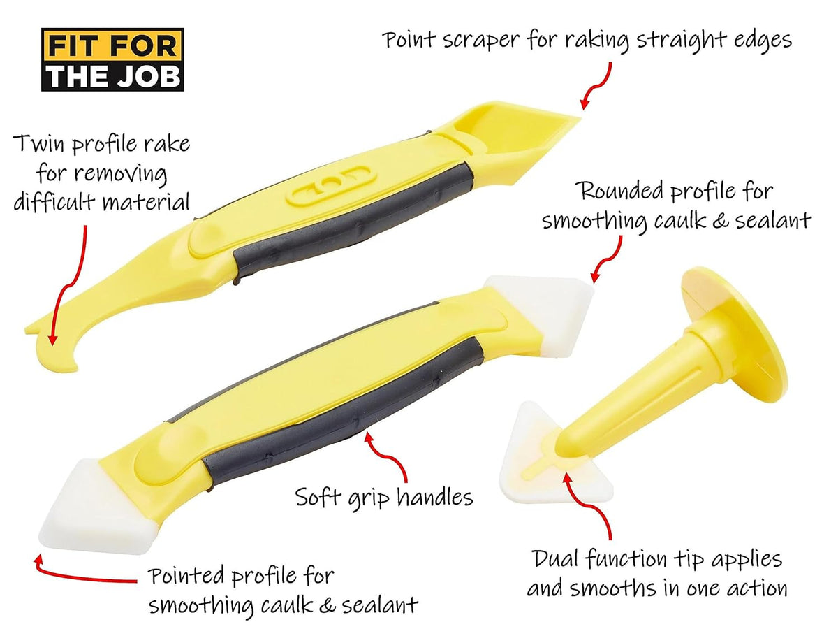 Fit For The Job 3 Piece Caulking Tool Kit for Applying &amp; Smoothing Caulk