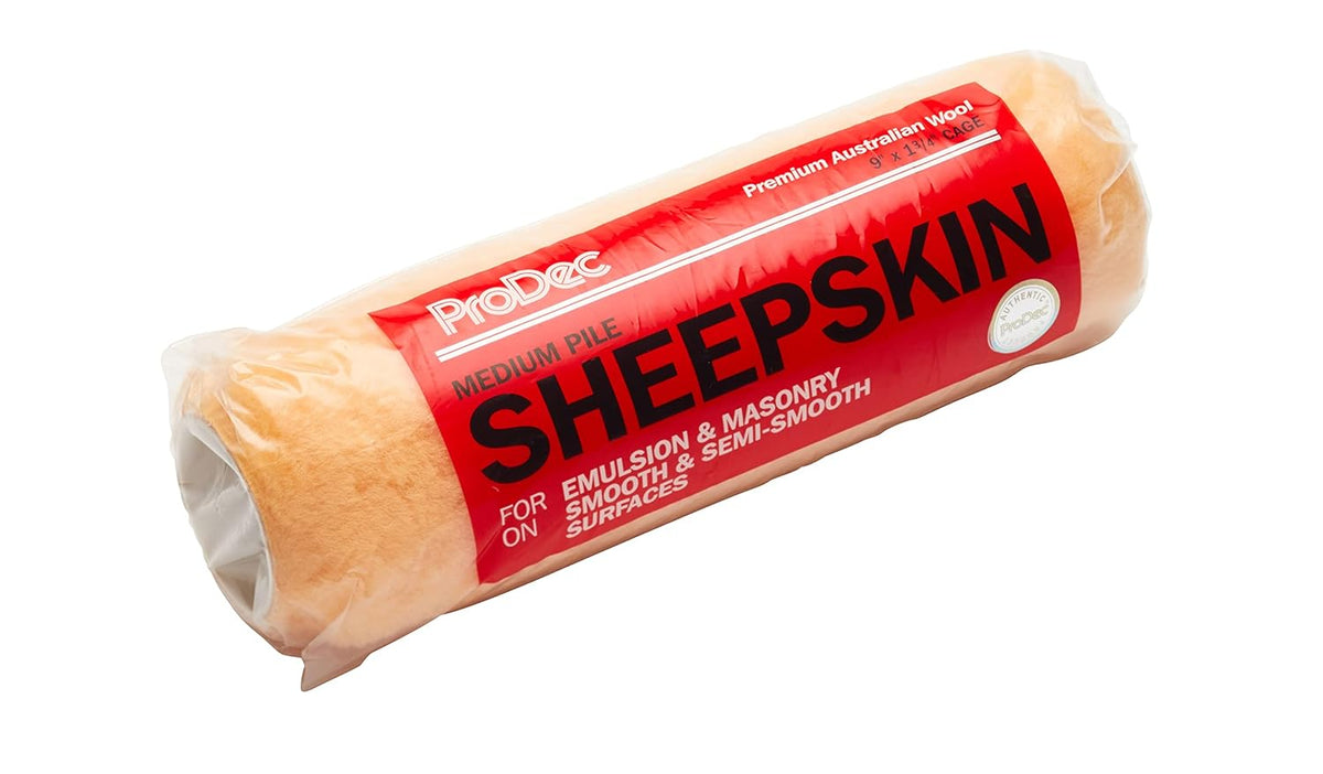 ProDec 9 inch x 1.75" Medium Pile Sheepskin Paint Roller, Premium Quality Merino Wool