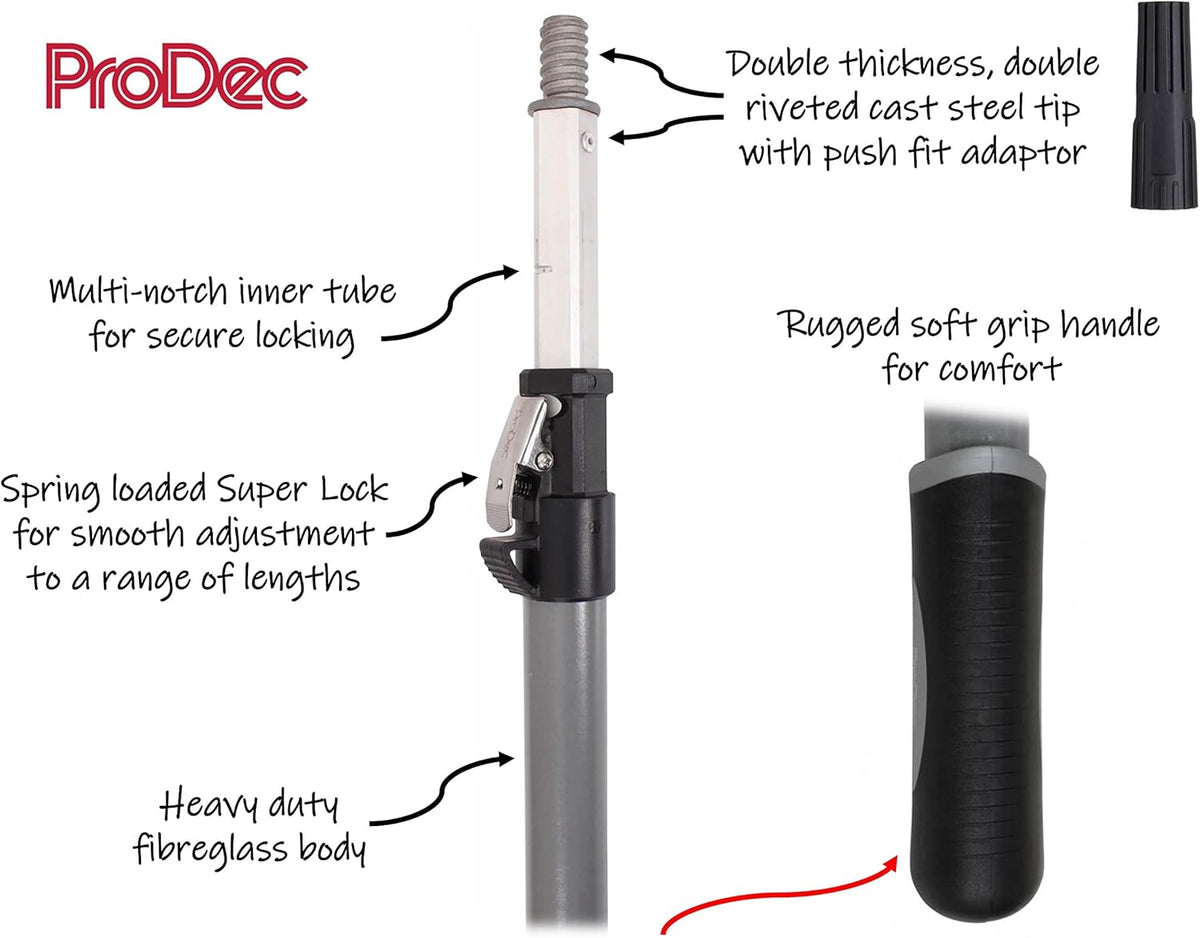 ProDec Advance 2' - 4' (0.6-1.2m) Super Lock Elite Heavy Duty Fibreglass &amp; Aluminium Extension Pole