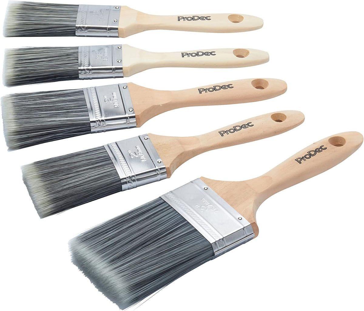 ProDec 5 piece Decorator Synthetic Paint Brush Set for Painting with Emulsion, Gloss and Satin