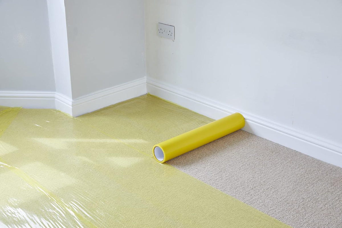 ProDec 25m Carpet Protector Roll - Strong Self Adhesive Plastic Carpet Protector