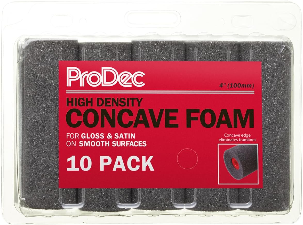 ProDec 10 Pack 4 inch High Density Foam Concave Foam Mini Paint Rollers for a Smooth Finish with Gloss