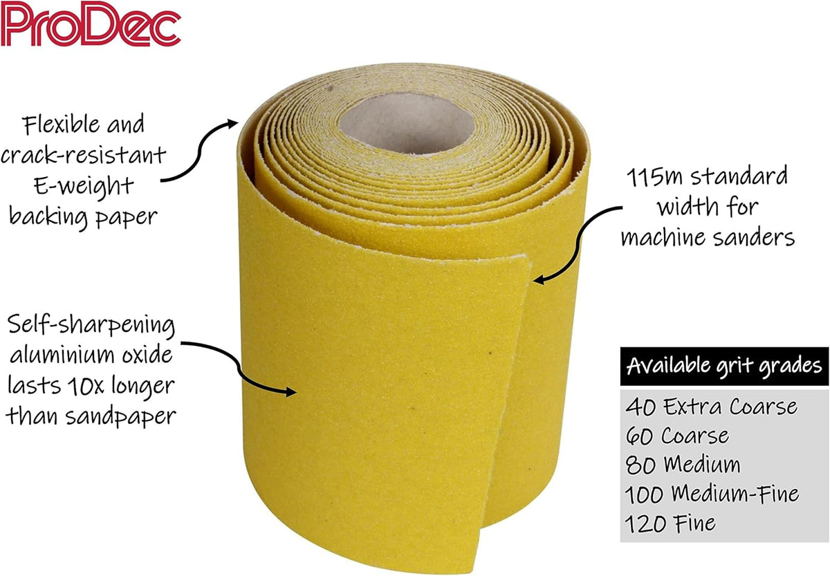 ProDec 5m Roll Yellow Aluminium Oxide Abrasive Sanding Paper for Sanding