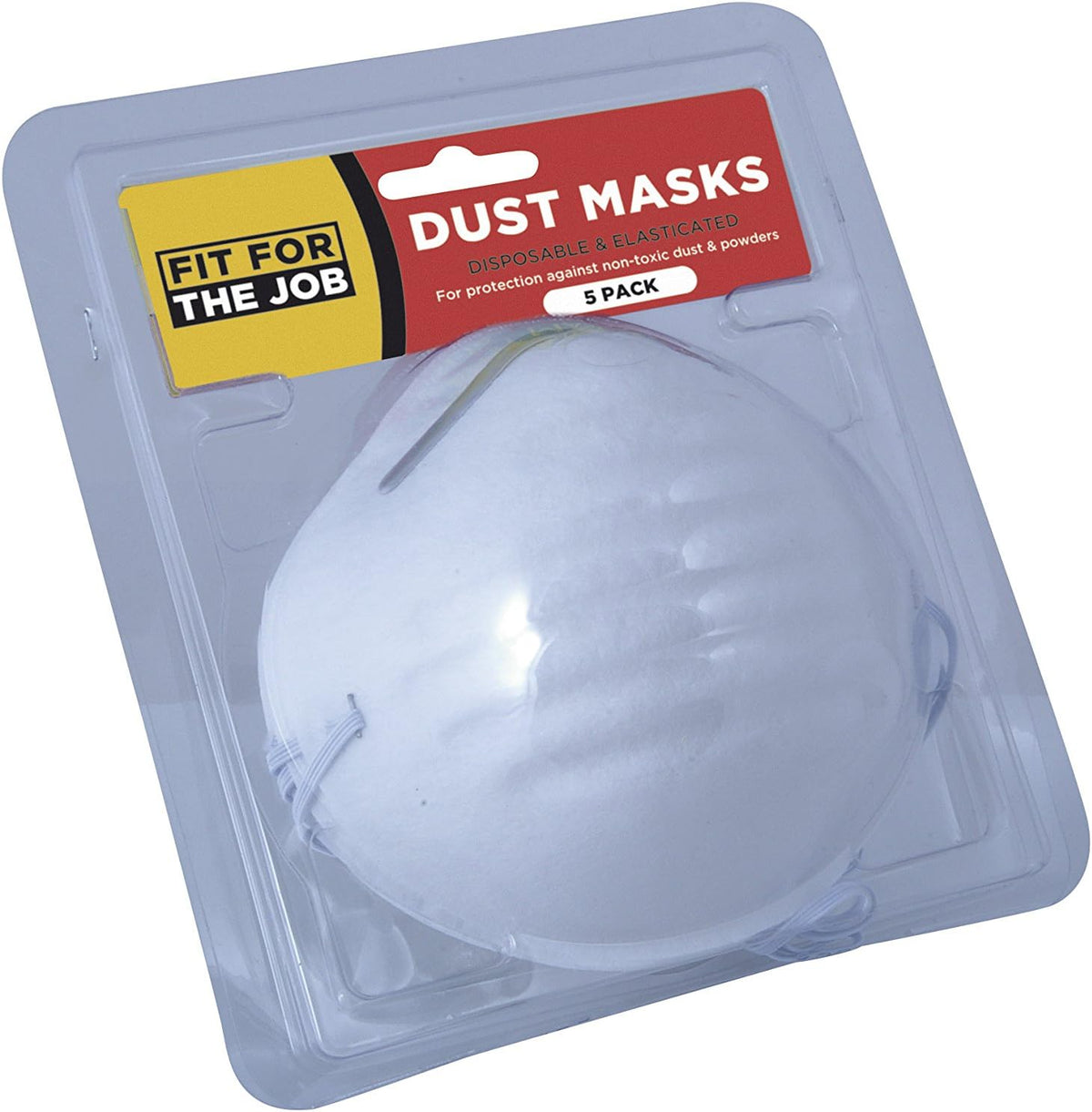 Fit For The Job 5 x Disposable Single Use Dust Masks for Protection Against Non Toxic Dust and Powders