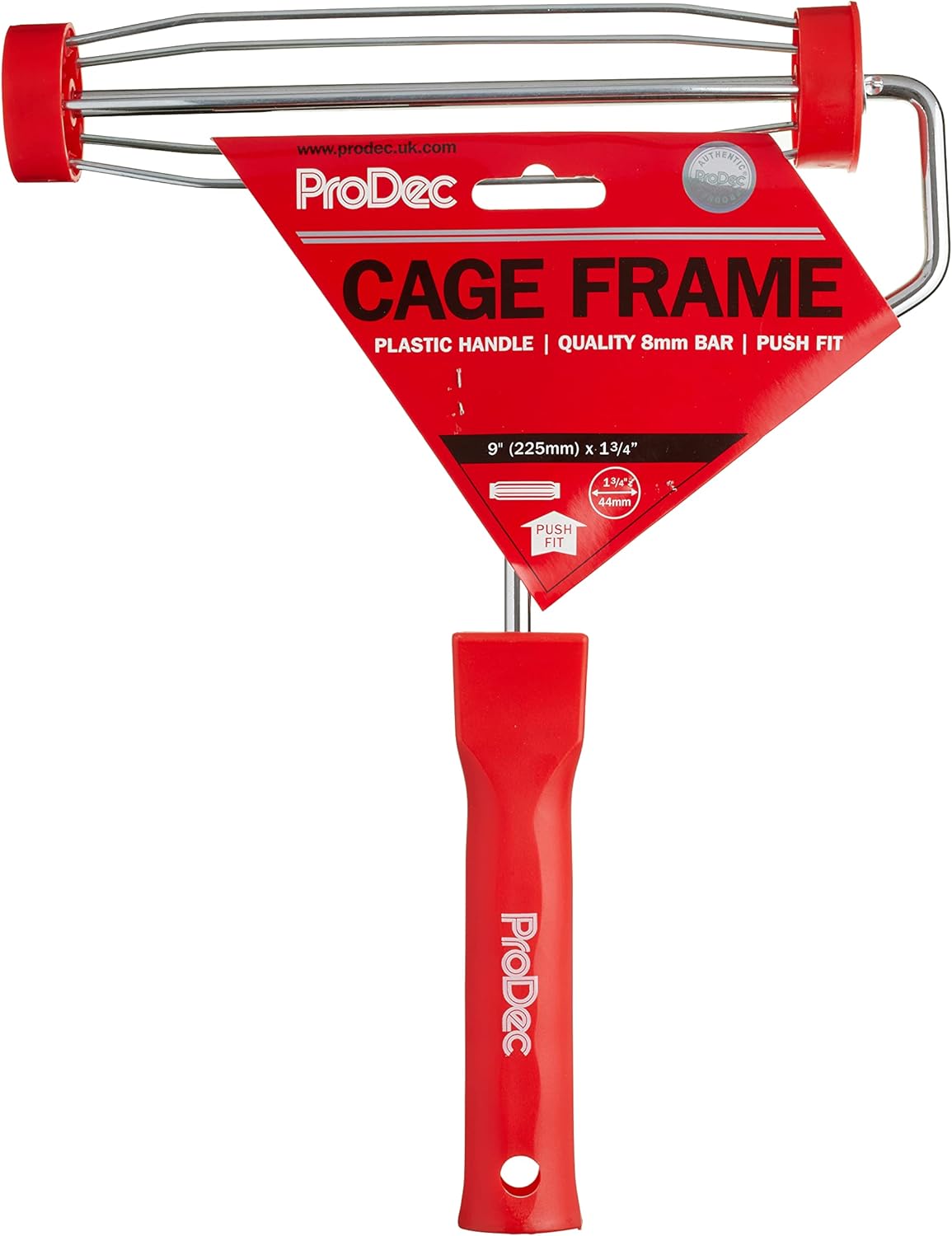 ProDec 9 inch x 1.75" Plastic Handle Trade Professional Paint Roller Frame with Anti-Slip 5 Wire Cage and Push Fit