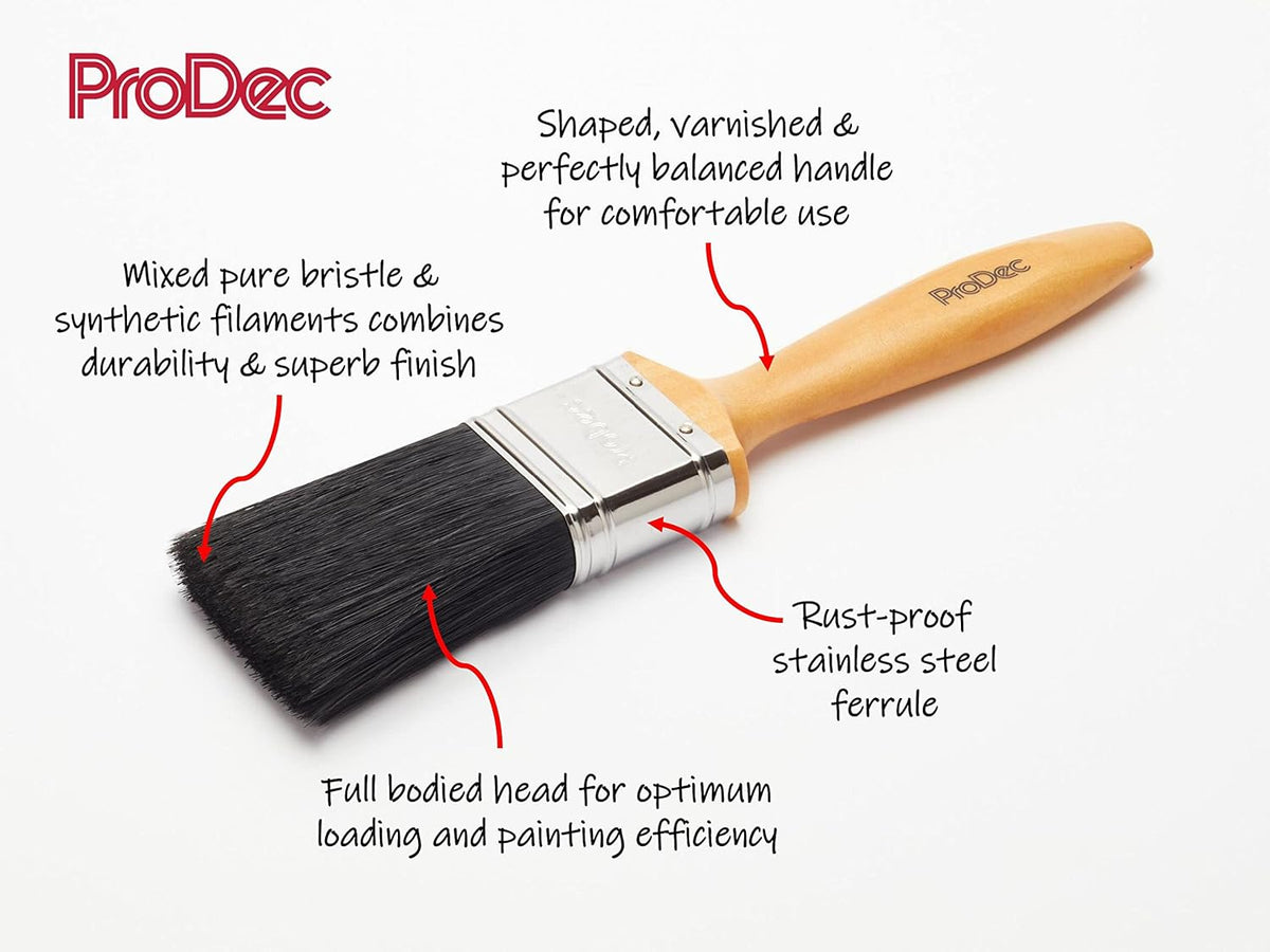 ProDec 5 piece Craftsman Trade Professional Mixed Bristle Paint Brush Set for Painting with Emulsion, Gloss