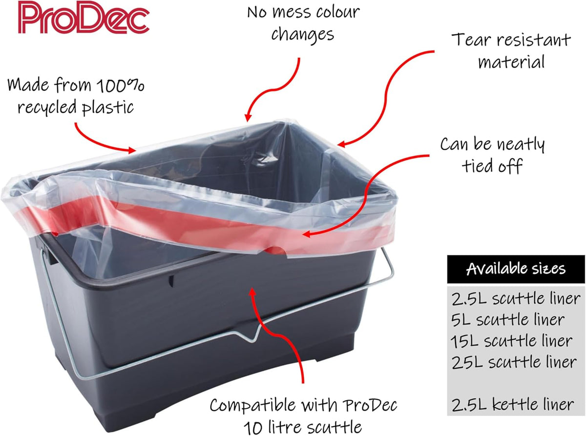 ProDec 10 pcs 10 litre Recycled Plastic Scuttle Liners for Quick, Mess Free, Water Free Paint Colour Changes
