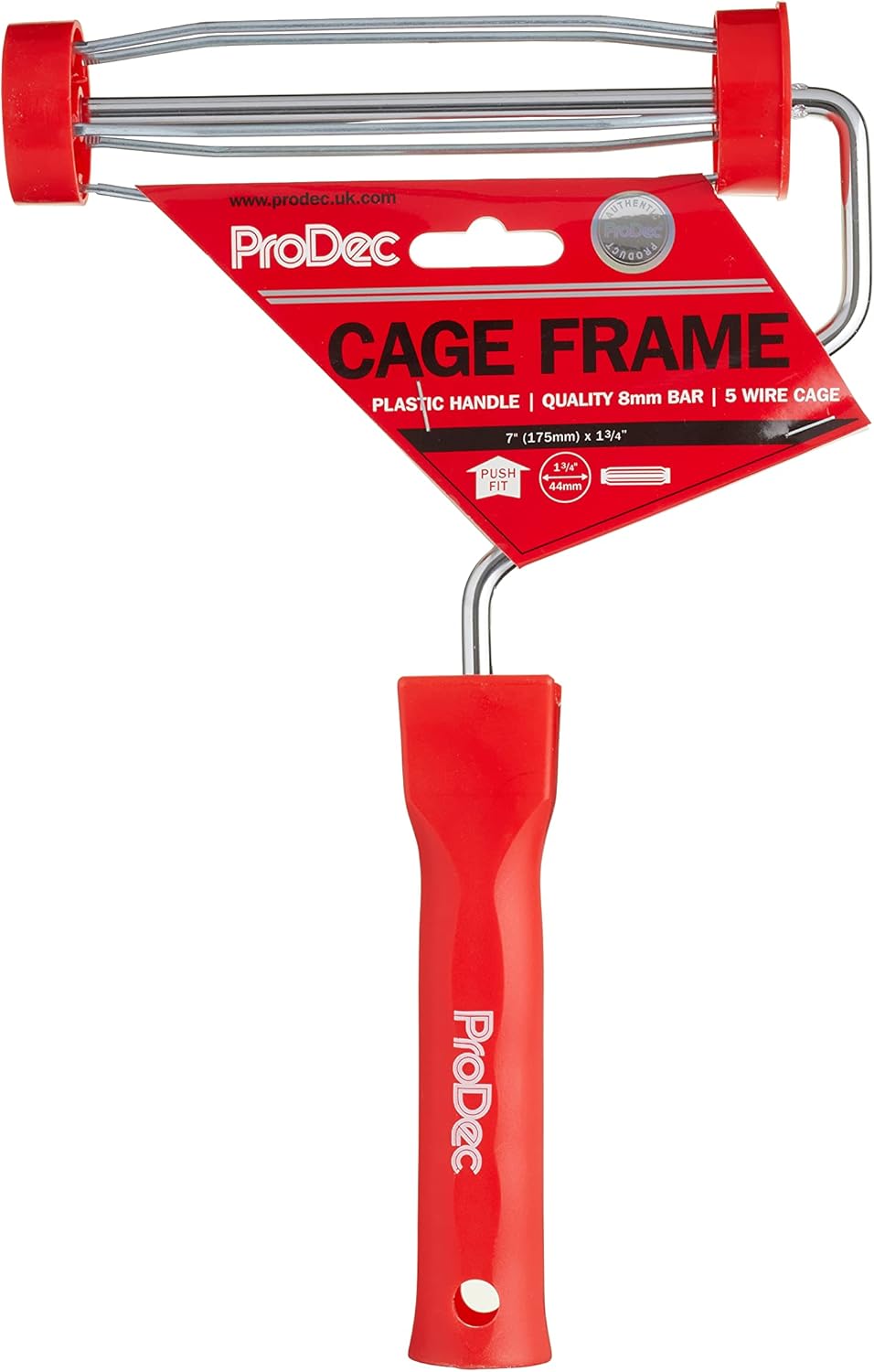 ProDec 7 inch x 1.75" Plastic Handle Trade Professional Paint Roller Frame with Anti-Slip 5 Wire Cage and Push Fit