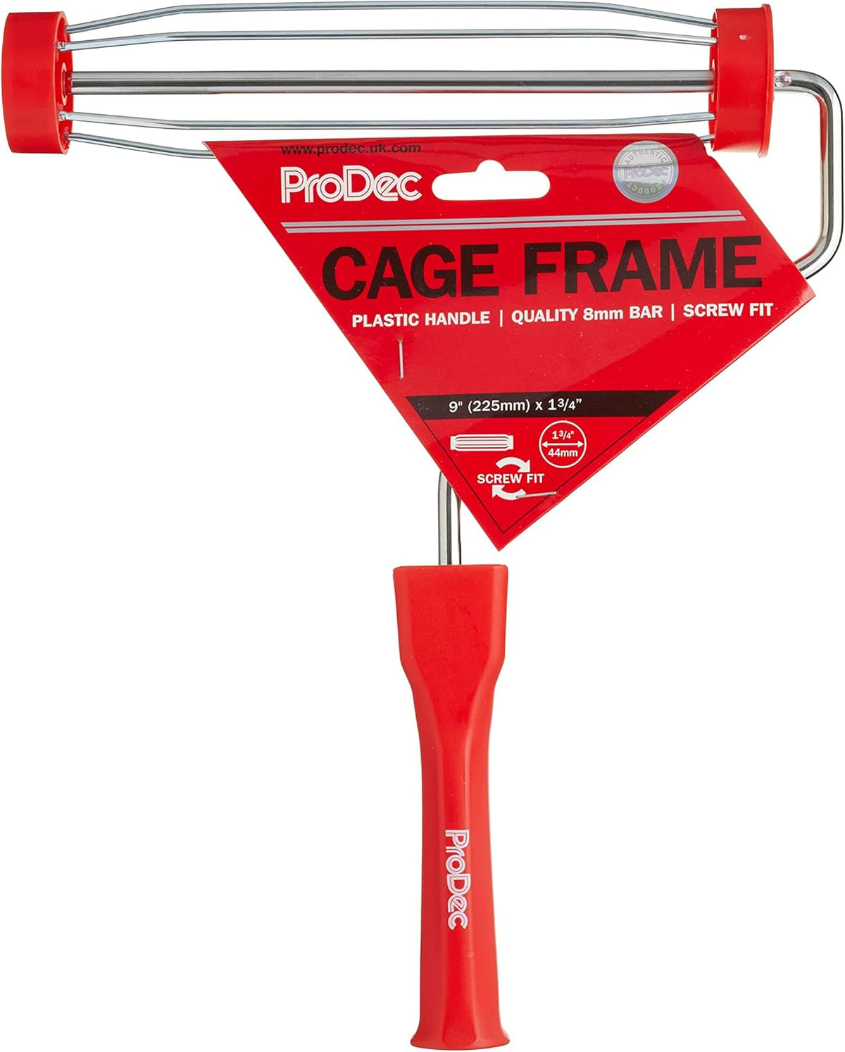 ProDec 9 inch x 1.75" Plastic Handle Trade Professional Paint Roller Frame with Anti-Slip 5 Wire Cage and Screw Fit