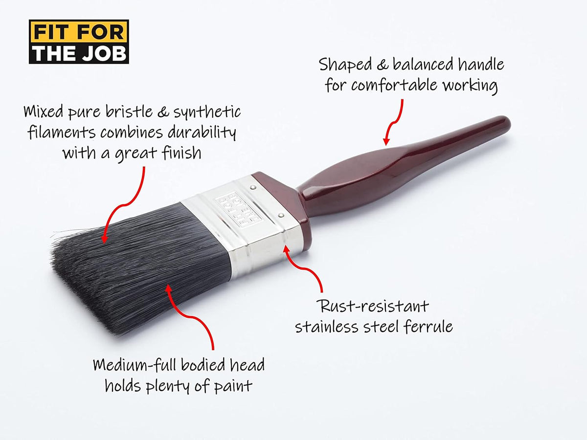 Fit For The Job 3 piece All Purpose Mixed Bristle Paint Brush Set for a Smooth Finish