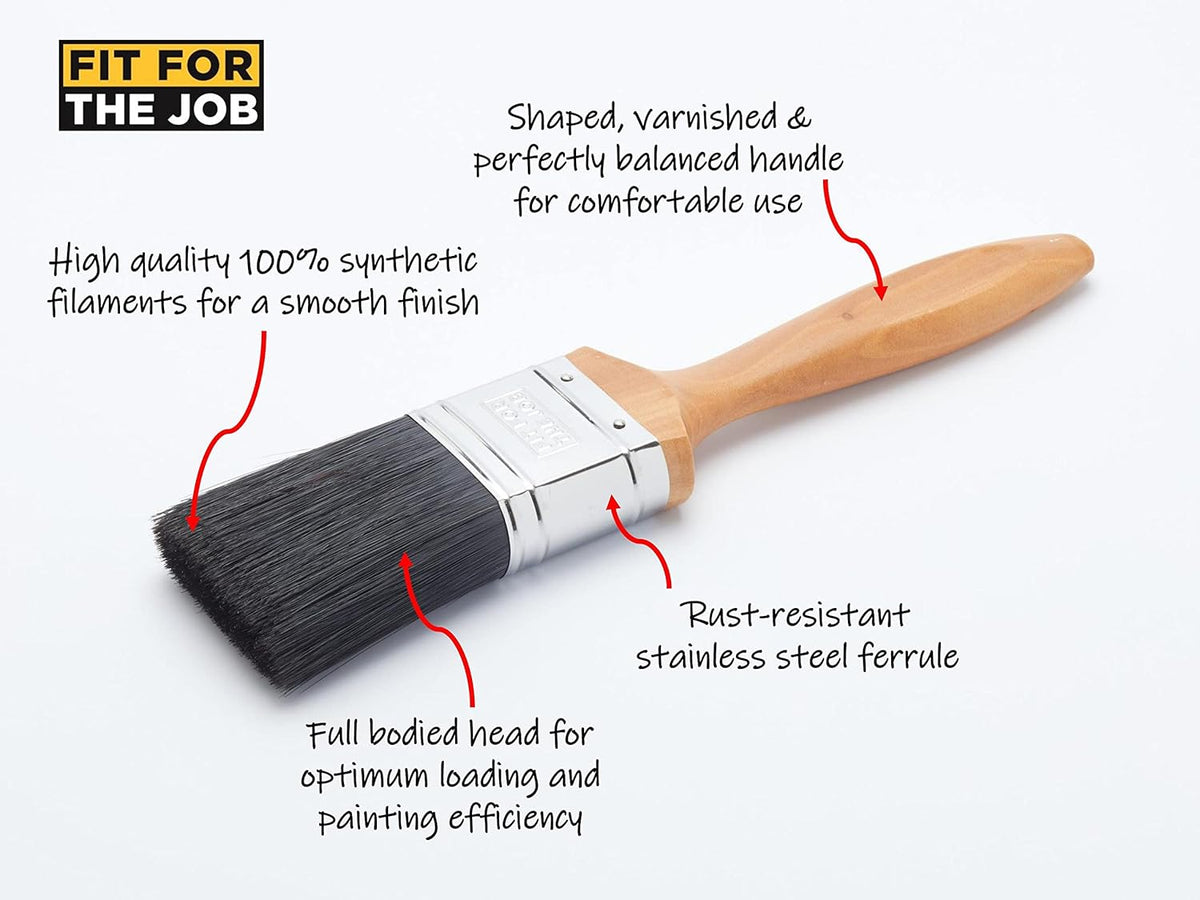 Fit For The Job 5 piece Professional Paint Brush Set For A Smooth Finish with Emulsion, Gloss and Satin