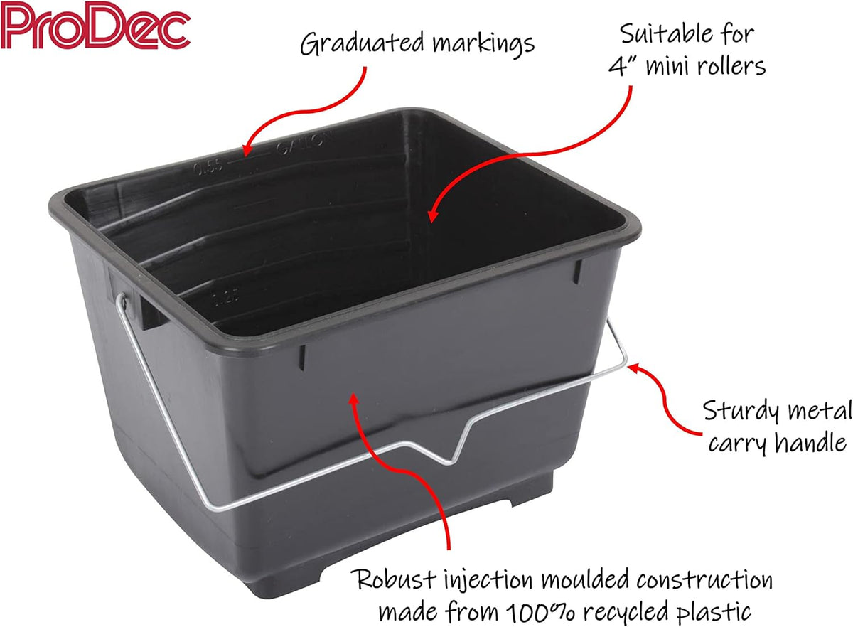 ProDec 2.5 litre (0.5 gallon) Plastic Mini Paint Scuttle Bucket 100% Recycled Plastic With Metal Carry Handle
