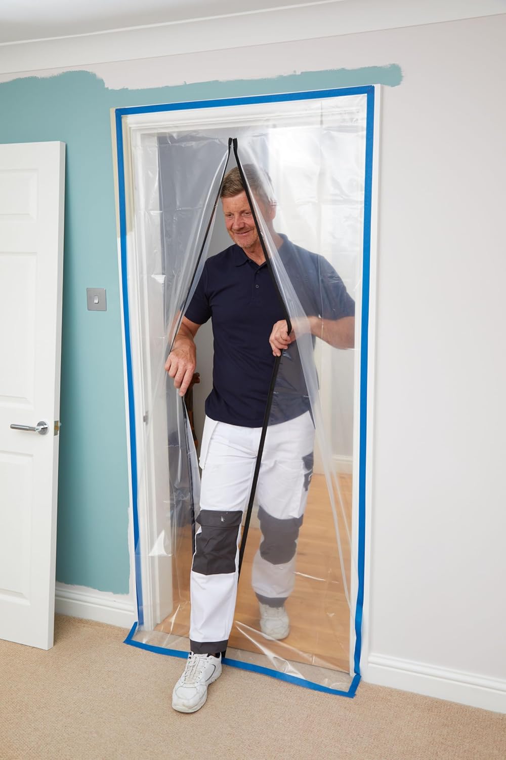 ProDec Zipped Doorway Dust Protector Heavy Duty Transparent Polythene Sheet For Preventing Dust Transfer