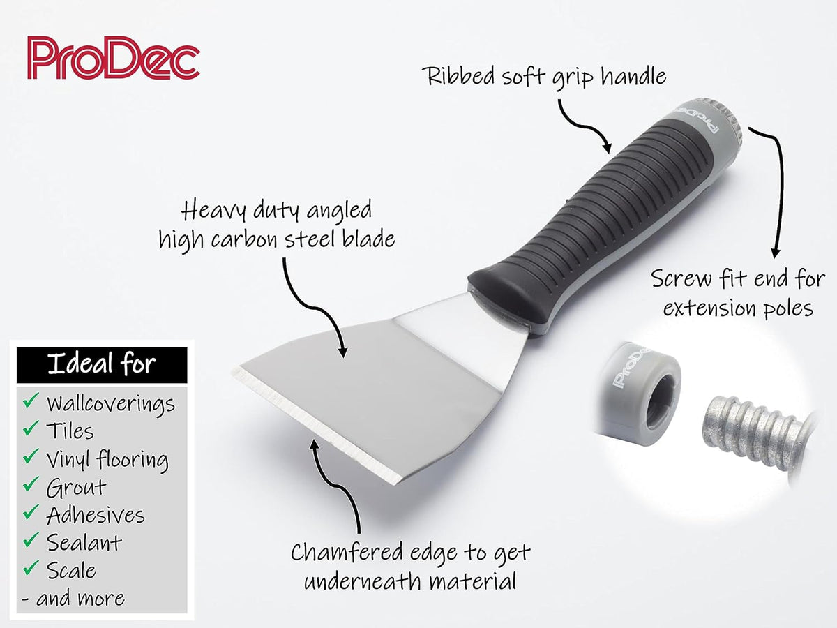 ProDec 3&quot; Heavy Duty Bent Pole Scraper with Extension Pole Fitting