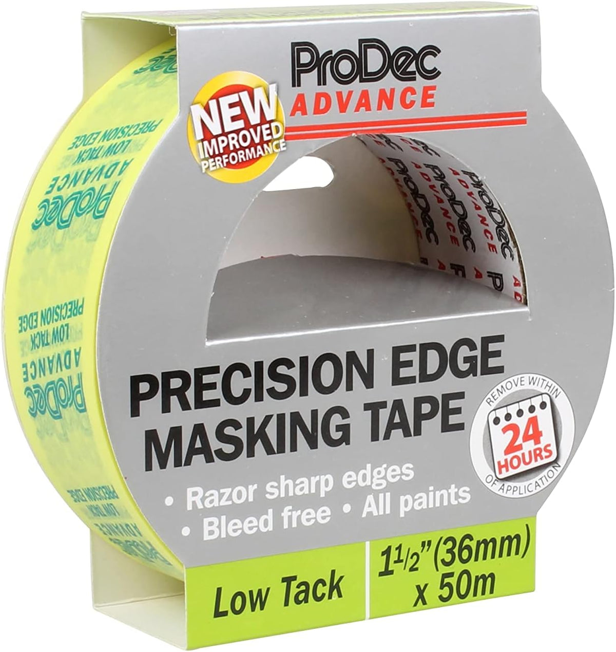 ProDec Advance 36mm (1.5 inch) x 50m Low Tack Precision Edge Multi Surface Painters Masking Tape