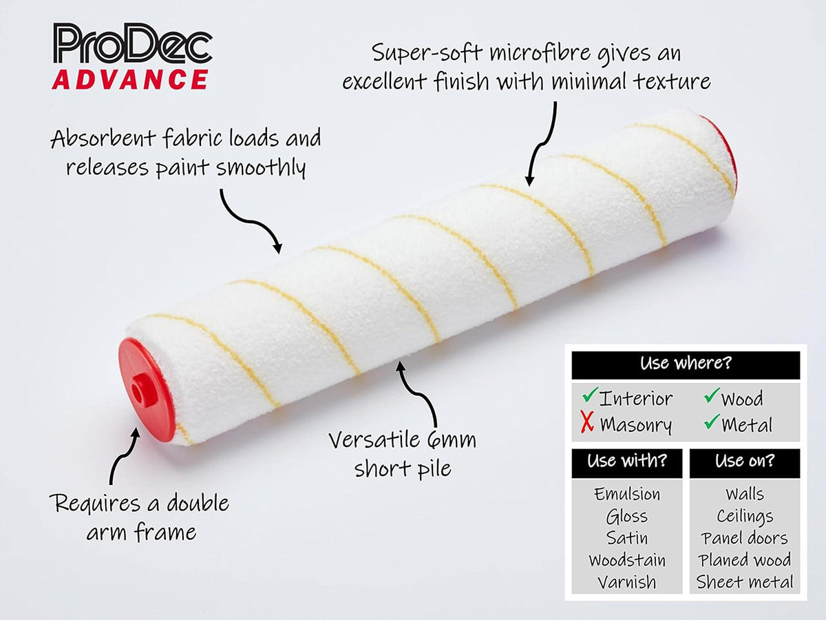 ProDec Advance 12" x 1.75" Short Pile Microfibre Trade Professional Woven Paint Roller