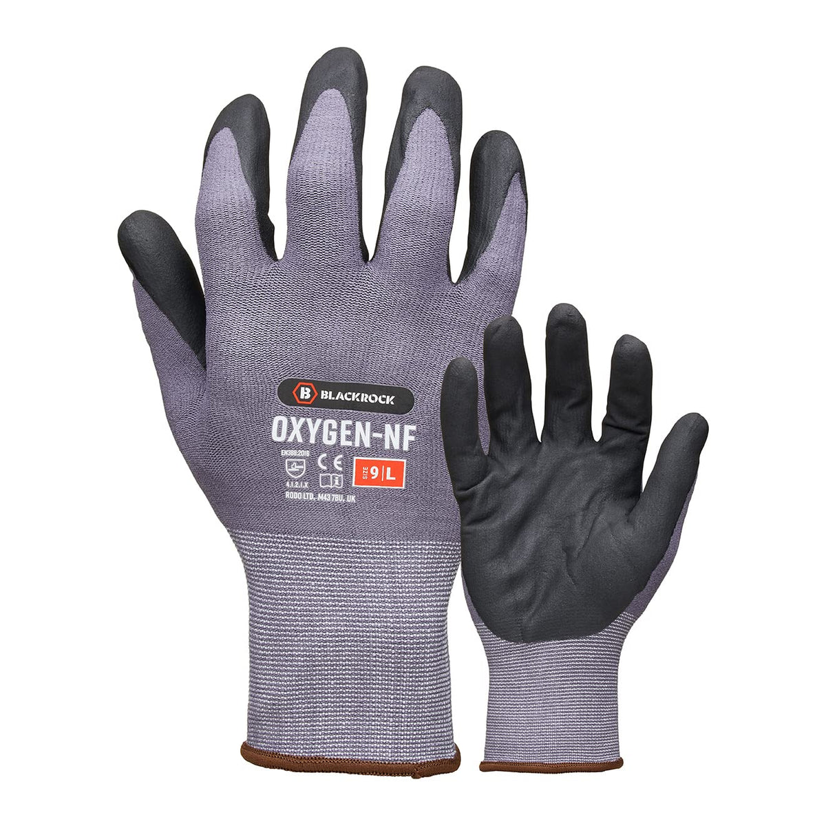 Blackrock Oxygen Safety Work Grip Gloves, Nitrile Engineering Gripper Gloves for Work, Optimal Oil Handling