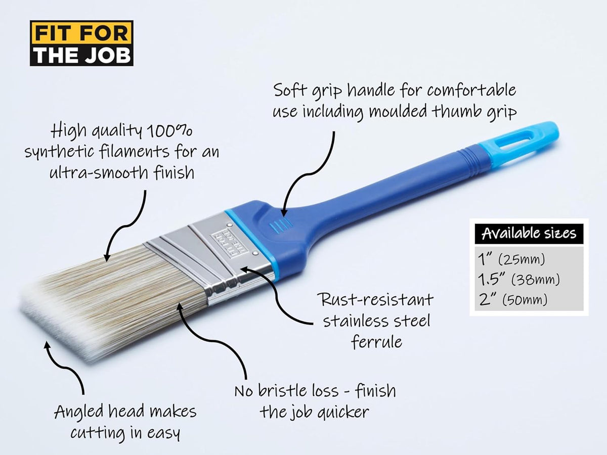 Fit For The Job 1 inch No Bristle Loss DIY Cutting In Paint Brush For A Smooth Finish Painting