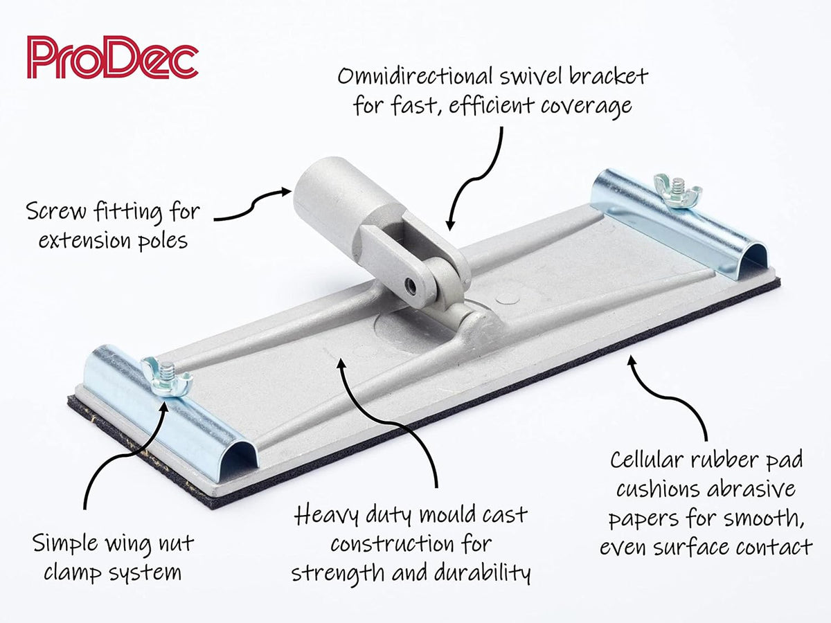 ProDec 360 Degree Heavy Duty Swivel Pole Sander Head for Fast, Efficient Sanding of Floors, Walls and Ceilings
