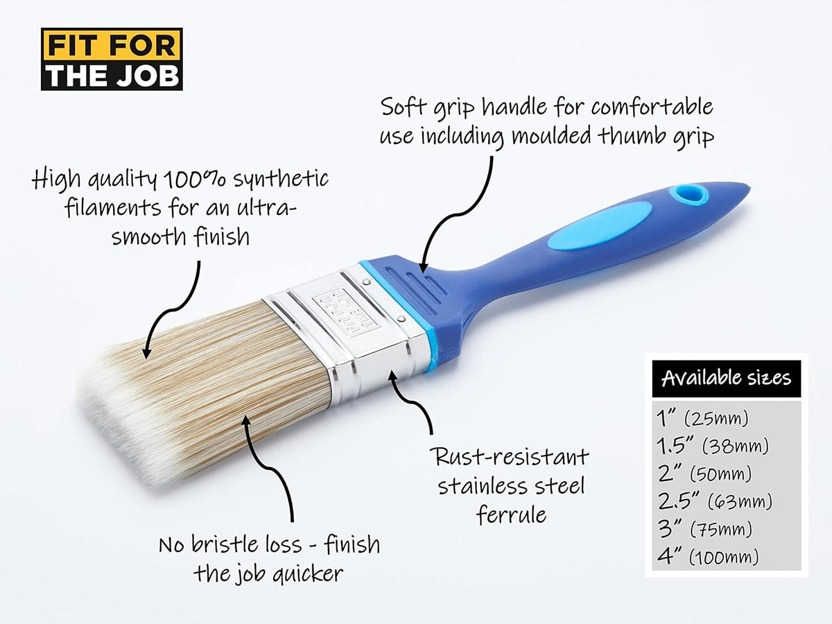 Fit For The Job No Bristle Loss 3 Piece DIY Paint Brush Set For A Smooth Finish with Emulsion