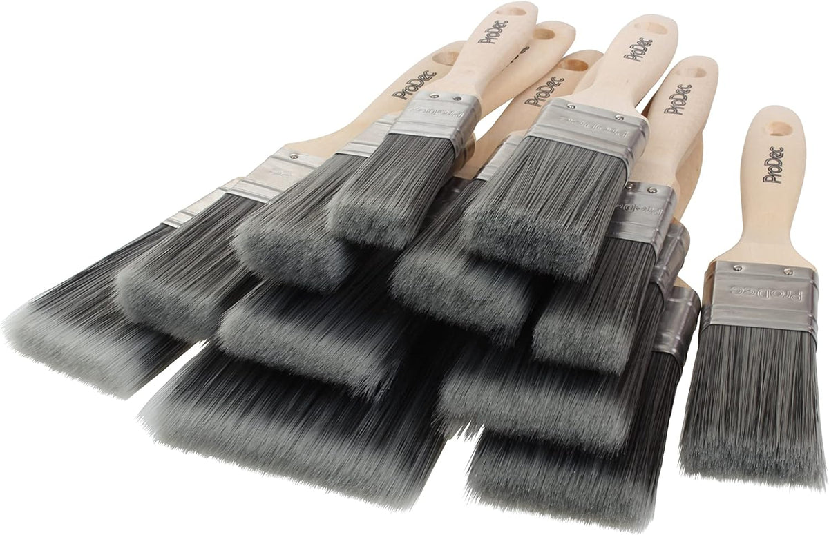 ProDec Decorator's Dozen 12 Piece Synthetic Paint Brush Set for a Smooth Finish Painting with Emulsion, Gloss, Satin