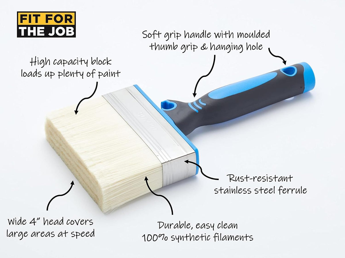 Fit For The Job Block Brush 4 inch Large Capacity for Emulsion with High Volume Coverage and Fast Painting