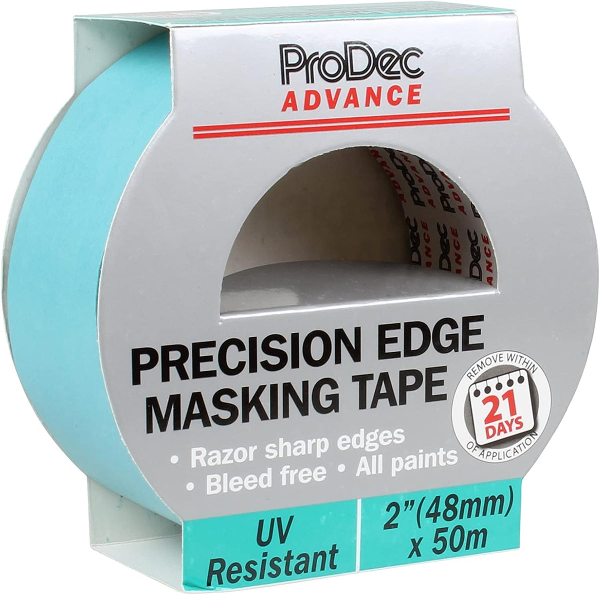 ProDec Advance UV Resistant Precision Edge Masking Tape for Razor Sharp Lines with No Paint Bleed, Blue, 2" (48 mm)